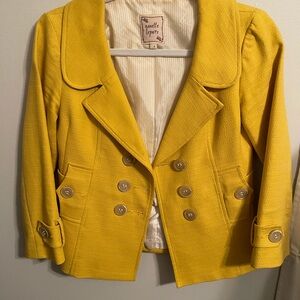 Nanette Lepore Yellow Cropped Blazer with Structured Shoulders